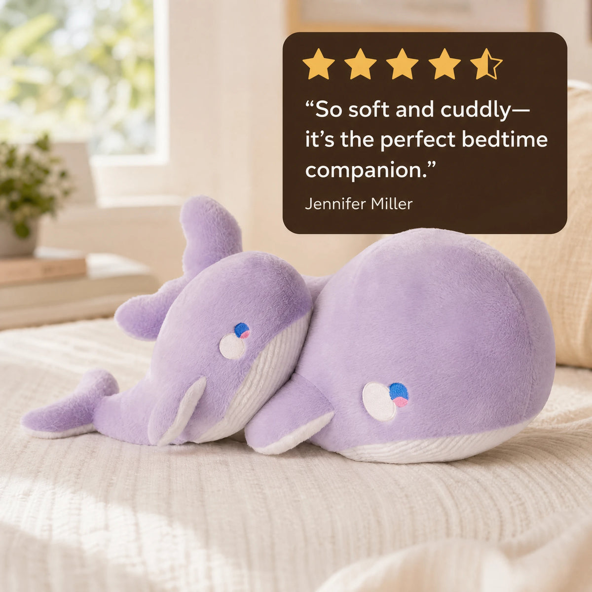 Purple Whale Plush - Pastel Soft Cuddly Toy - Image témoignage