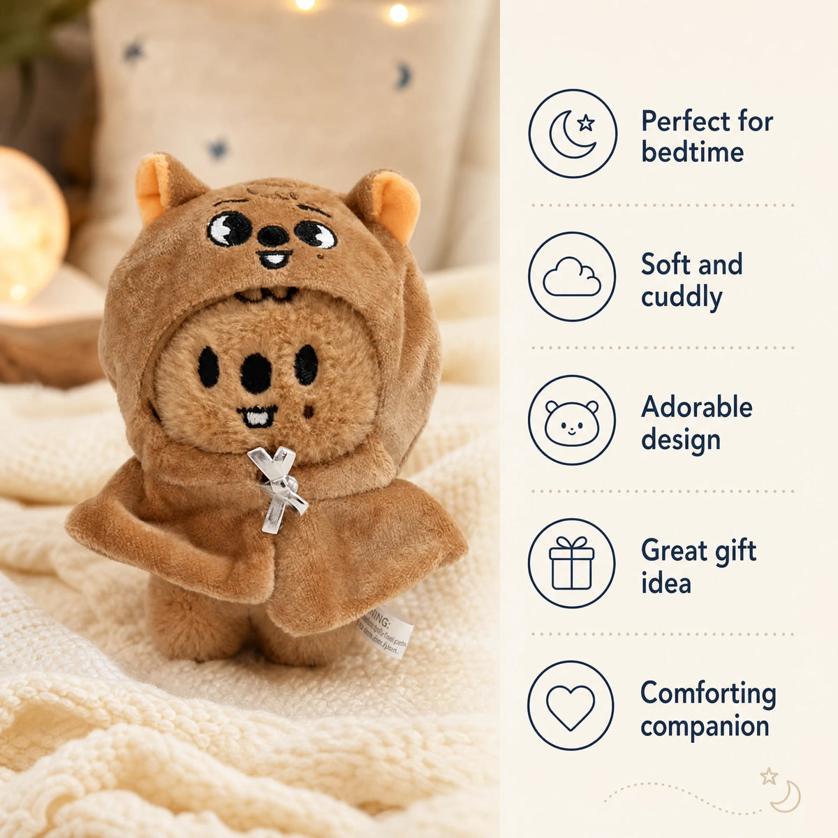 Quokka Plush with Bear Hood – Kawaii Character Design - Bénéfices produit