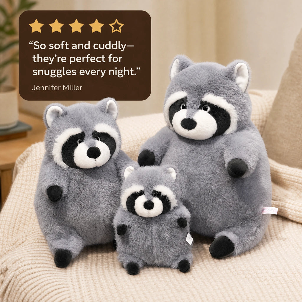 Raccoon Plush Toy in Chubby Round Design - Image témoignage
