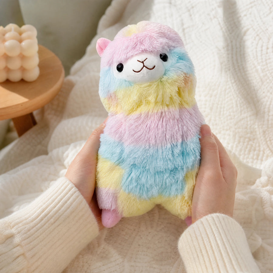 Rainbow Llama Plush with Pastel Striped Fur - Utilisation du produit