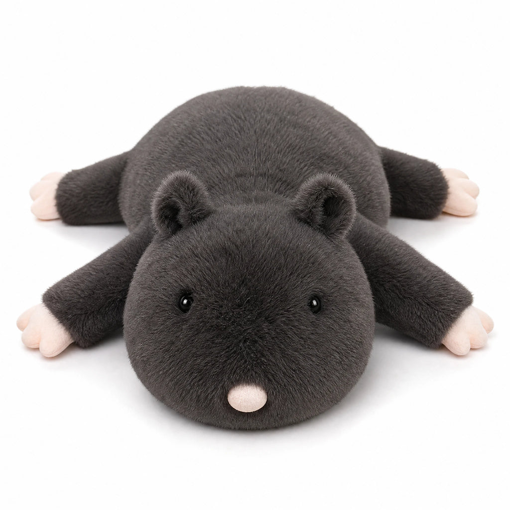 Rat Plush with Dark Gray Fur and Soft Texture - Fond blanc