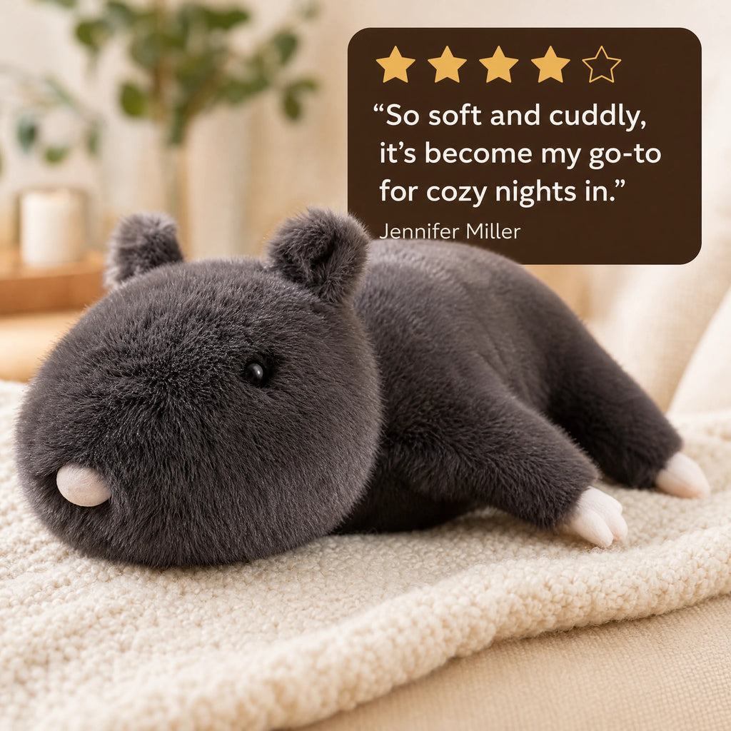 Rat Plush with Dark Gray Fur and Soft Texture - Image témoignage