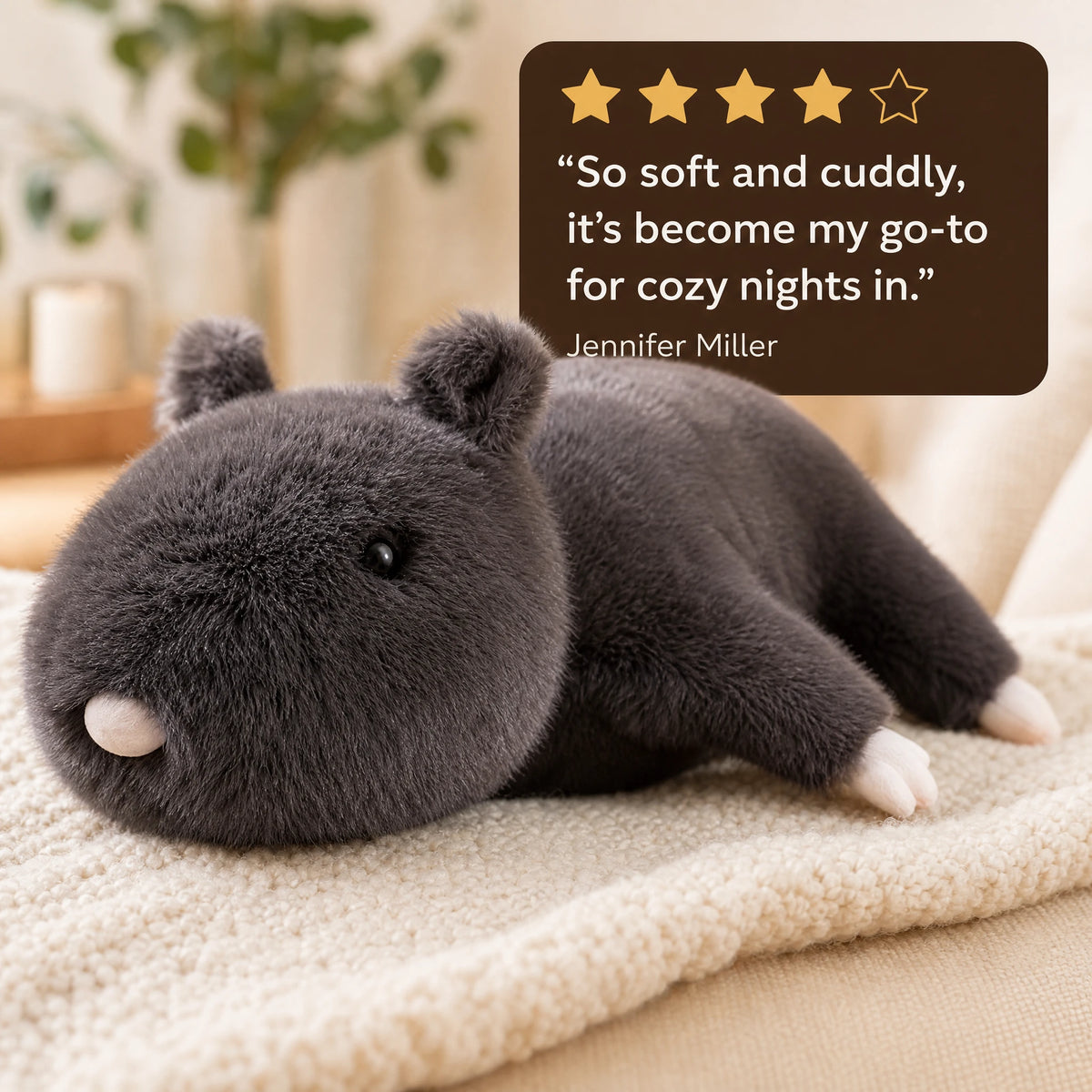 Rat Plush with Dark Gray Fur and Soft Texture - Image témoignage