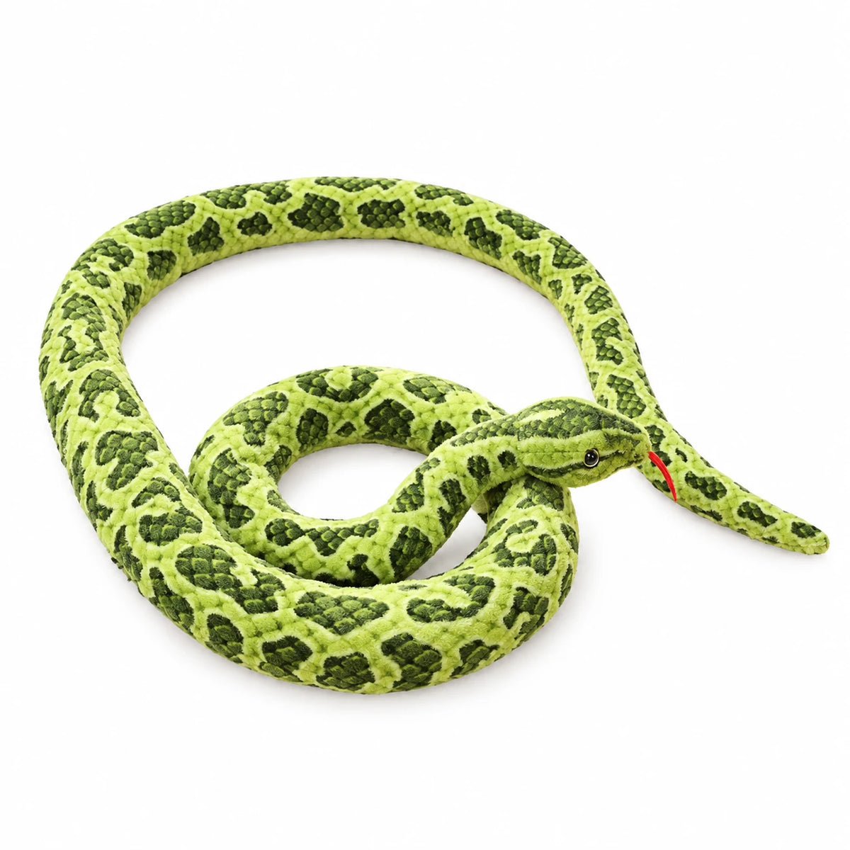 Realistic Snake Plush in Orange, Green and Brown Patterns - Green / 2m / 78in · Green / 3m / 118in