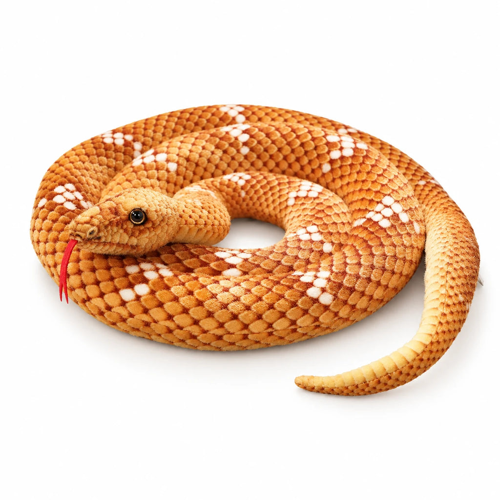 Realistic Snake Plush in Orange, Green and Brown Patterns - Yellow / 2m / 78in · Yellow / 3m / 118in