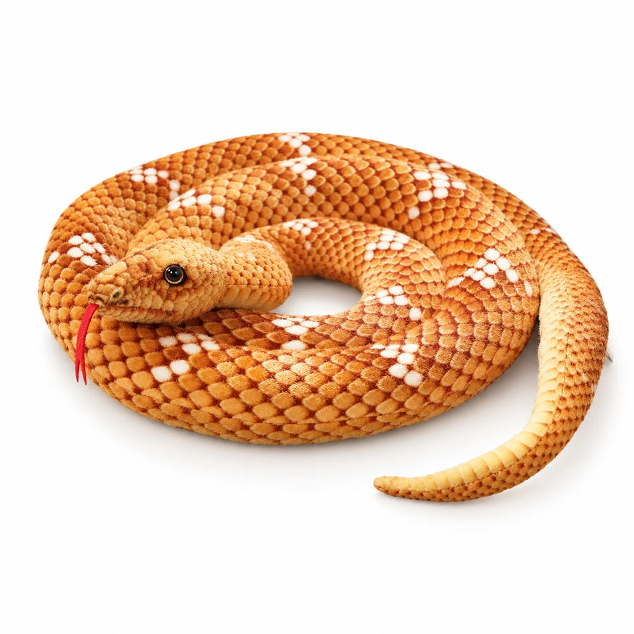 Realistic Snake Plush in Orange, Green and Brown Patterns - Yellow / 2m / 78in · Yellow / 3m / 118in