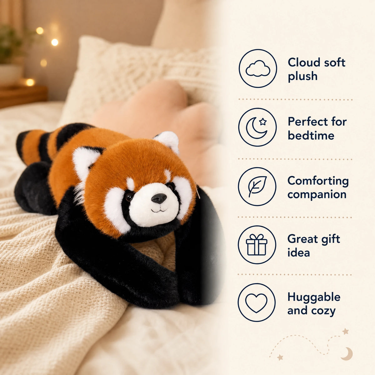 Red Panda Plush, Weighted Stuffed Animal in Lying Pose - Bénéfices produit