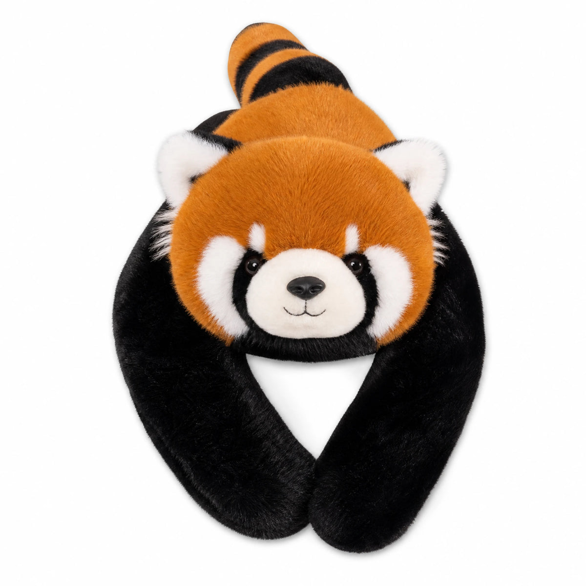 Red Panda Plush, Weighted Stuffed Animal in Lying Pose - Fond blanc