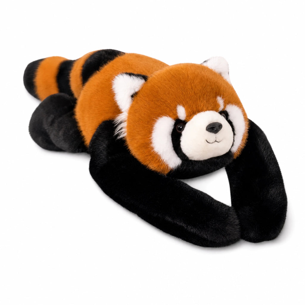 Red Panda Plush, Weighted Stuffed Animal in Lying Pose - Fond blanc, autre angle