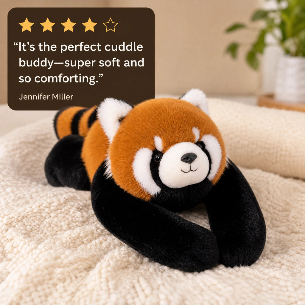 Red Panda Plush, Weighted Stuffed Animal in Lying Pose - Image témoignage