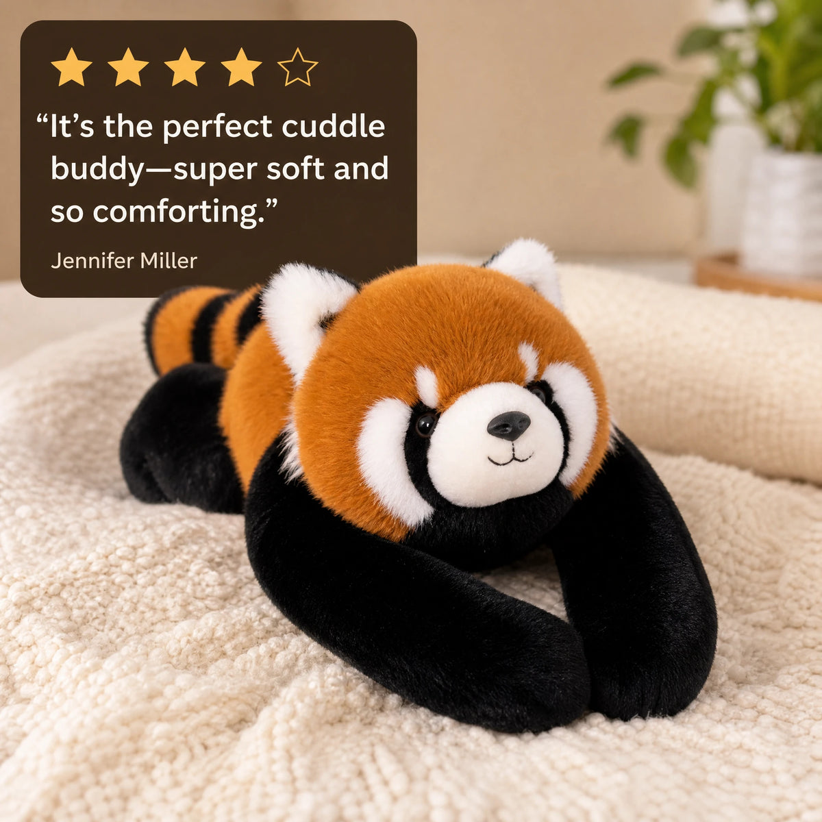 Red Panda Plush, Weighted Stuffed Animal in Lying Pose - Image témoignage