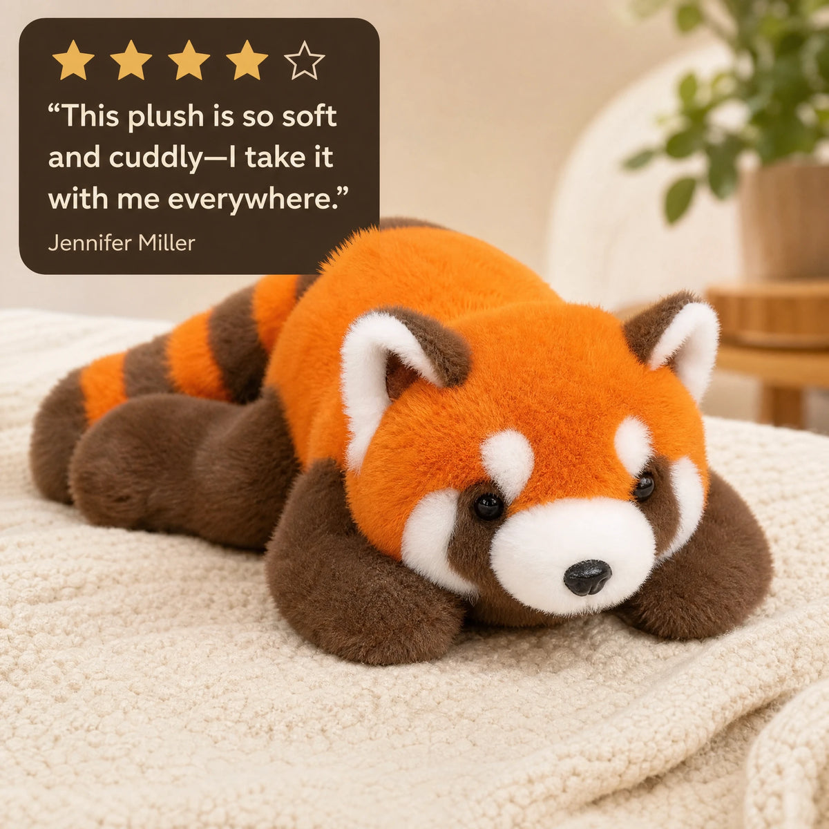 Red Panda Plush with Fluffy Tail and Soft PP Cotton Fill - Image témoignage