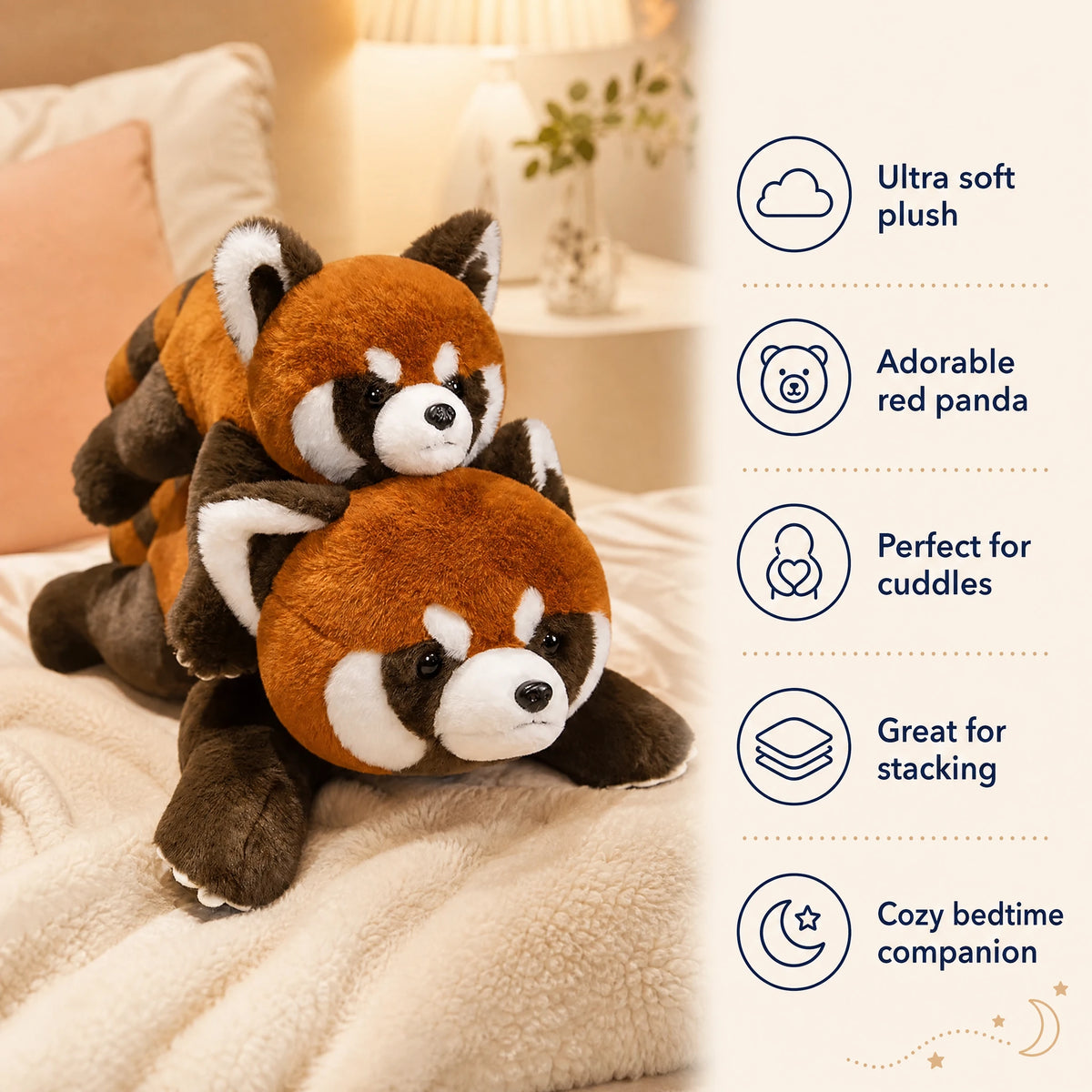 Red Panda Plush with Soft Fur and Lying Pose - Bénéfices produit
