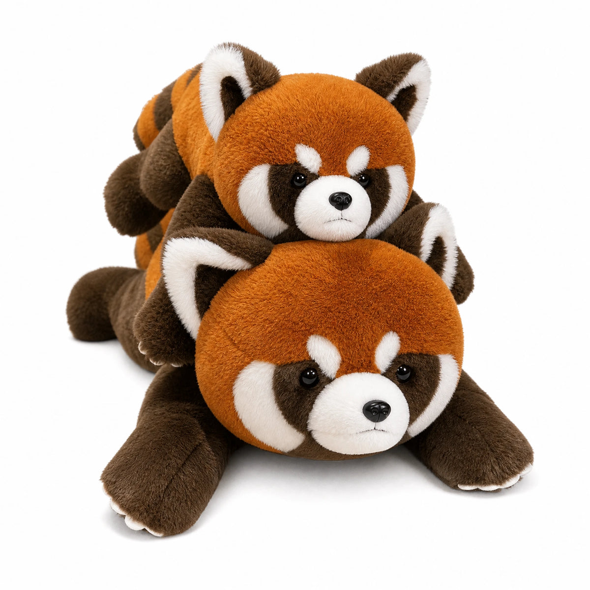 Red Panda Plush with Soft Fur and Lying Pose - Fond blanc