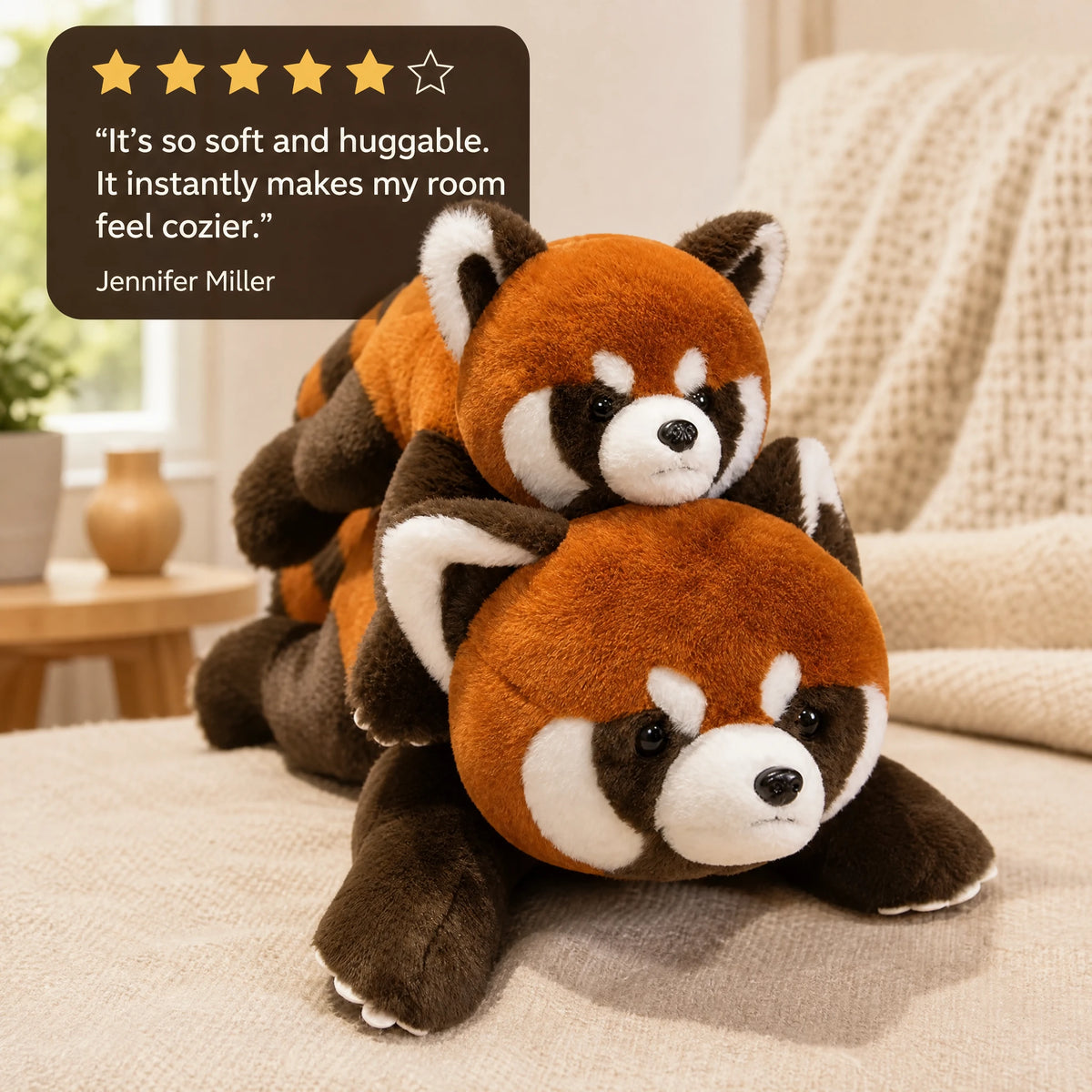 Red Panda Plush with Soft Fur and Lying Pose - Image témoignage