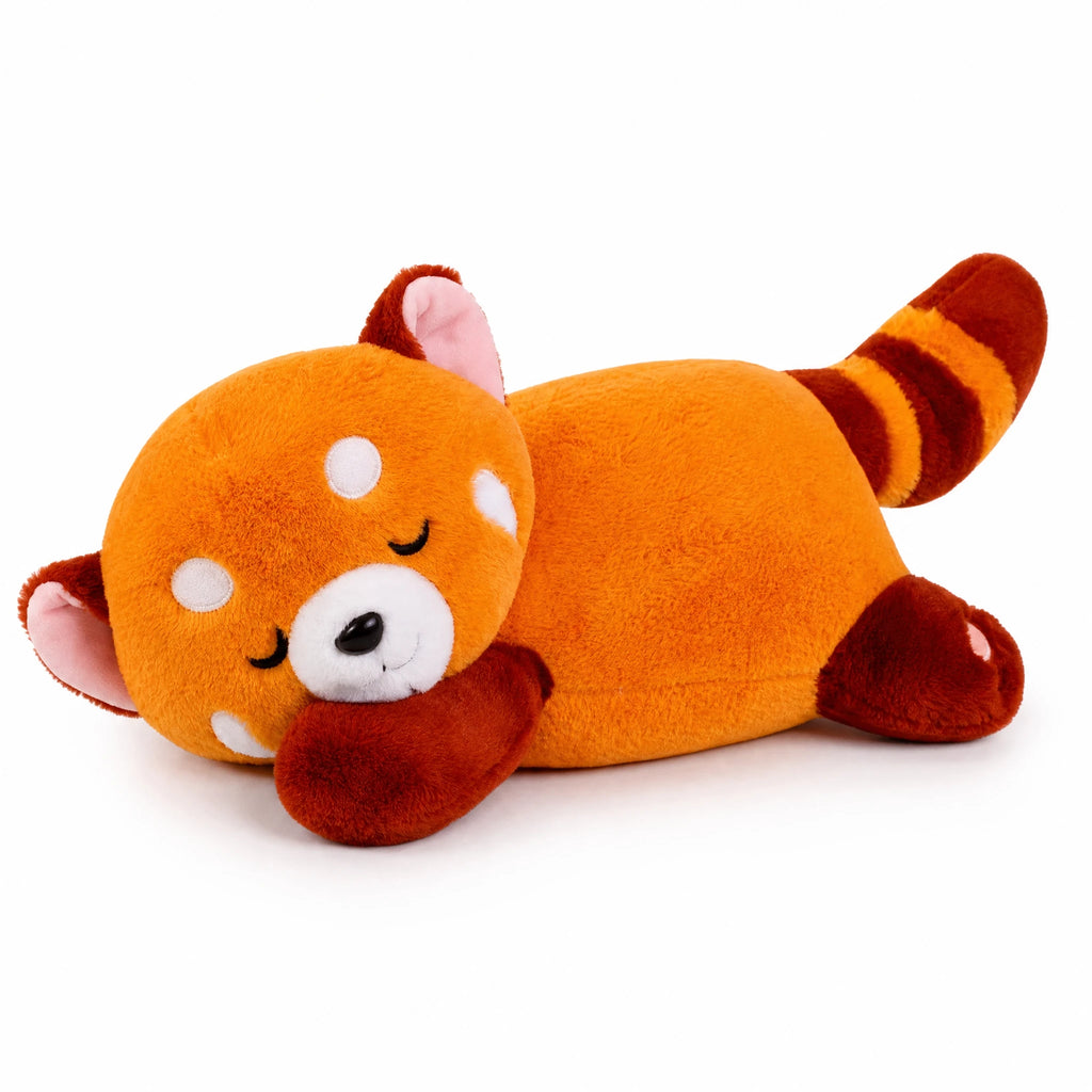 Red Panda Plush with Striped Tail and Soft Fur - Fond blanc