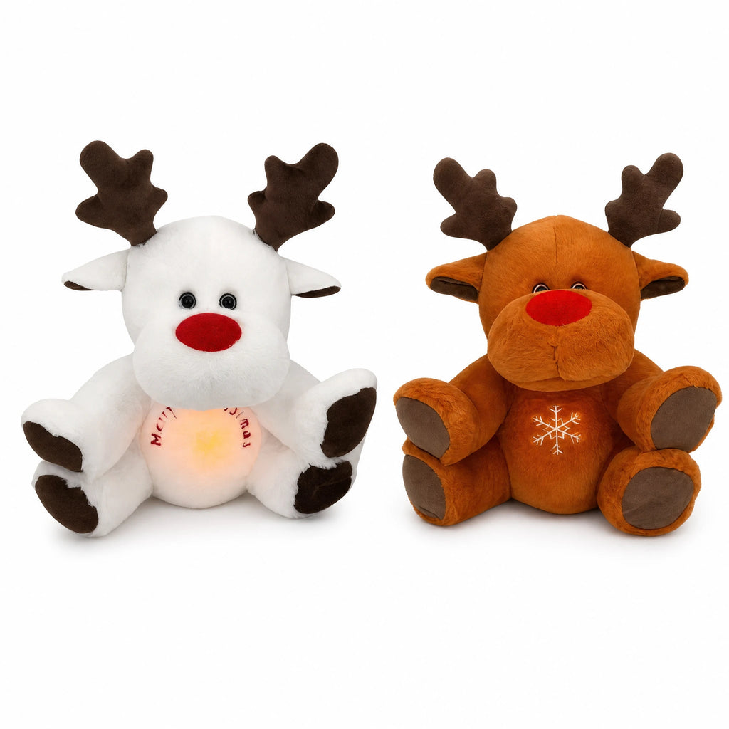Reindeer Plush Nightlight with Breathing Motion and Lullabies - Fond blanc