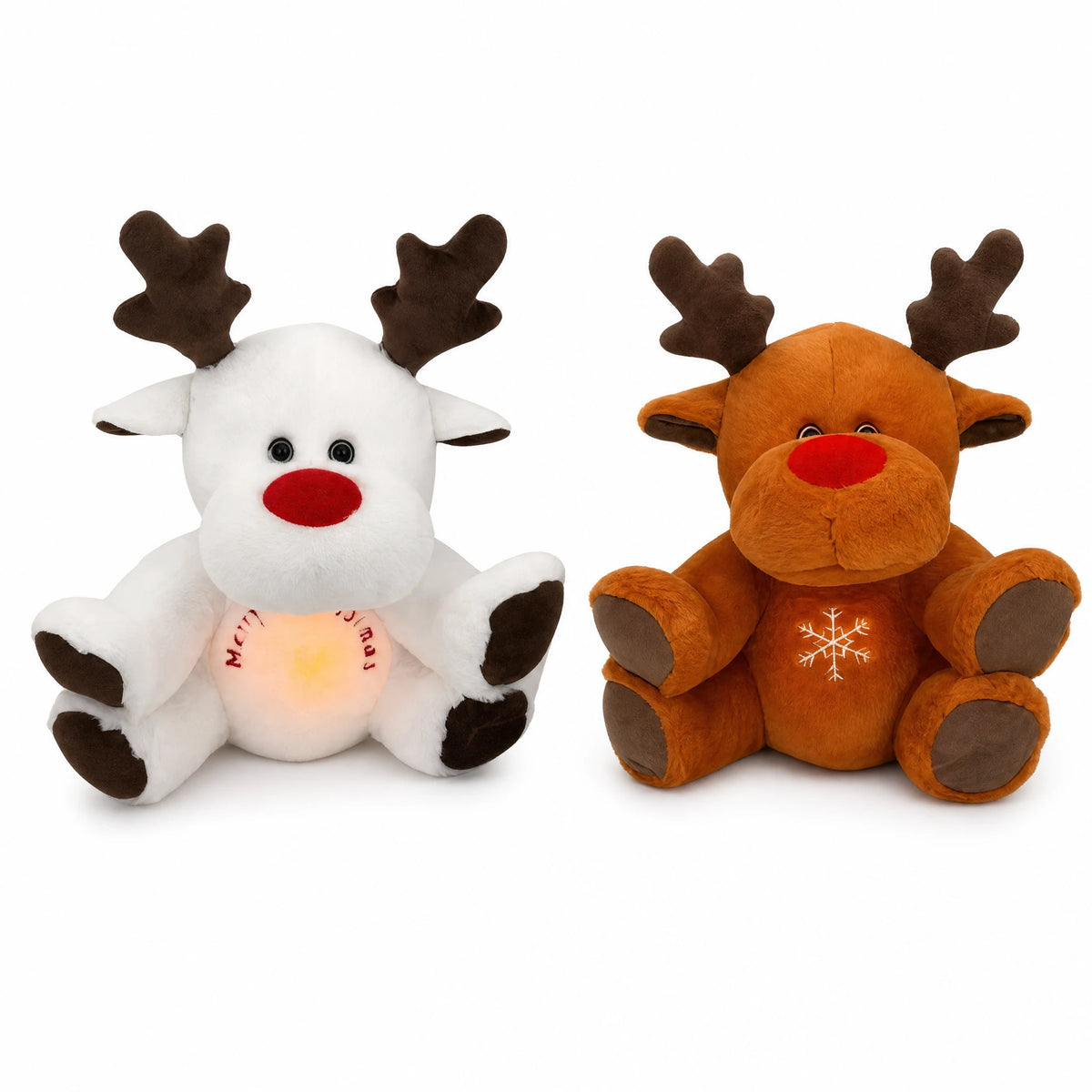 Reindeer Plush Nightlight with Breathing Motion and Lullabies - Fond blanc