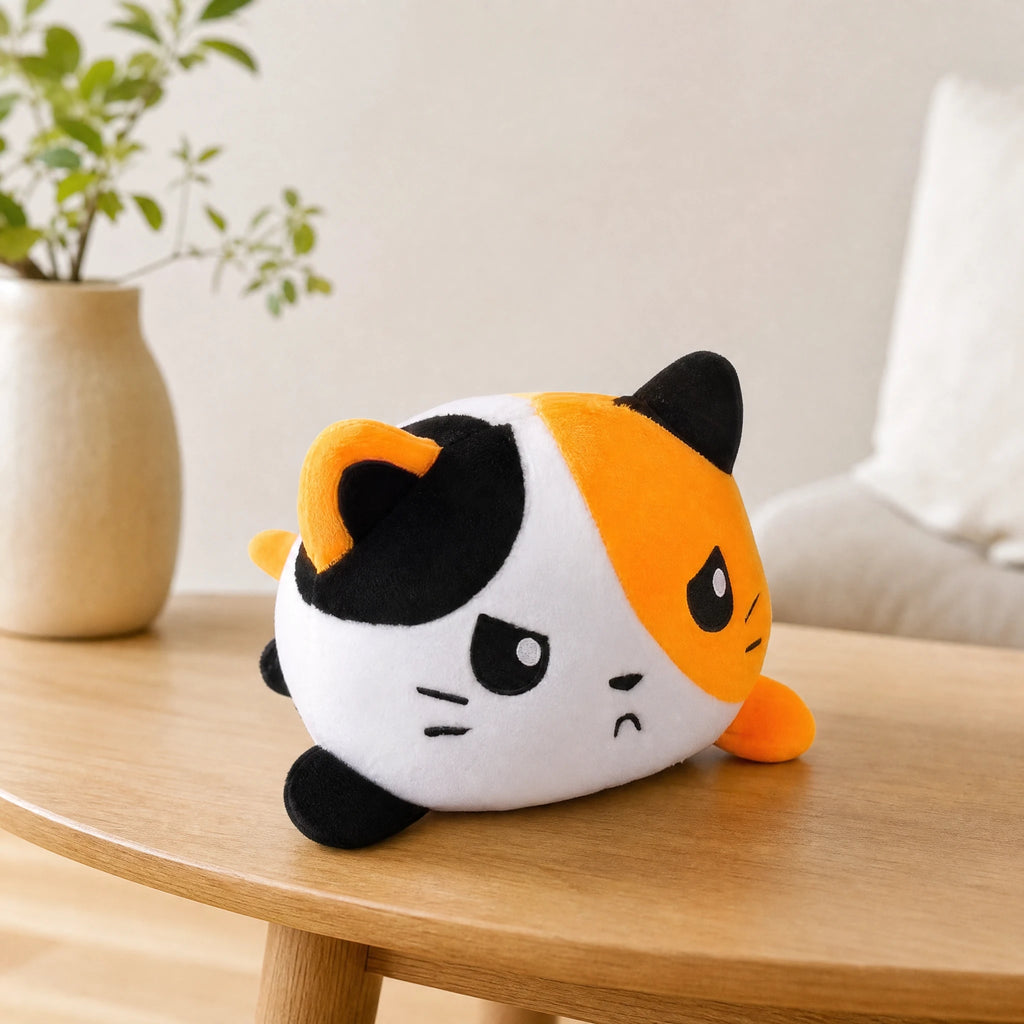 Reversible Cat Plush with Dual Mood Faces – Orange - Utilisation du produit