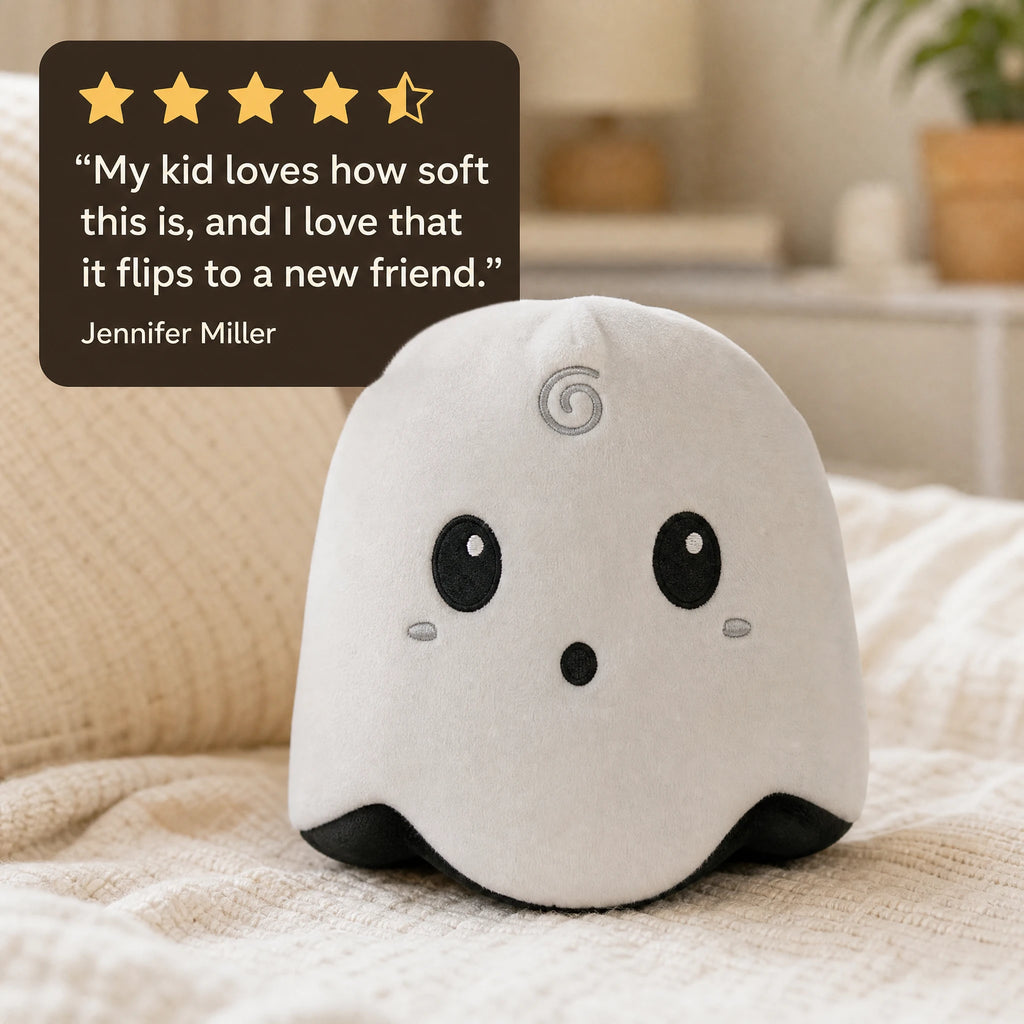 Reversible Ghost Plush with Glow-in-the-Dark Feature - Image témoignage