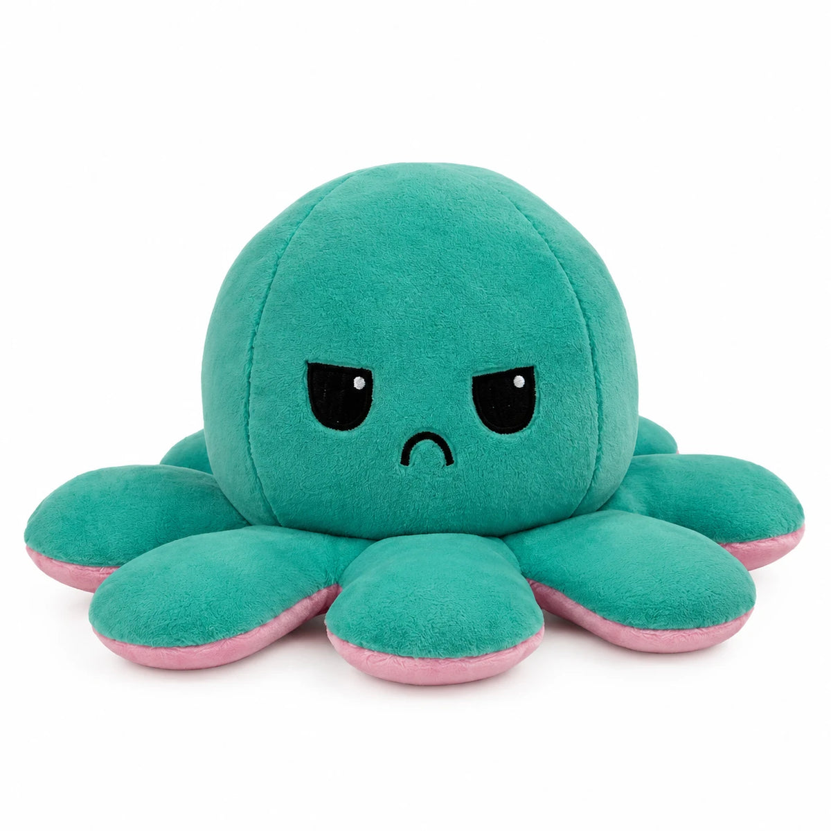 Reversible Octopus Plush with Dual Emotions - Mood Flip Toy - Blue