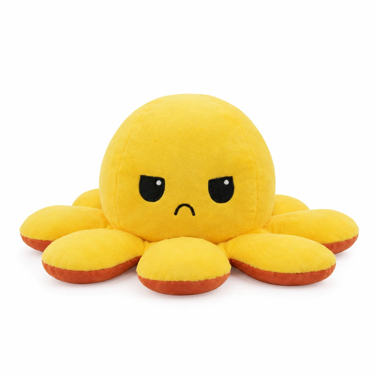 Reversible Octopus Plush with Dual Emotions - Mood Flip Toy - Yellow