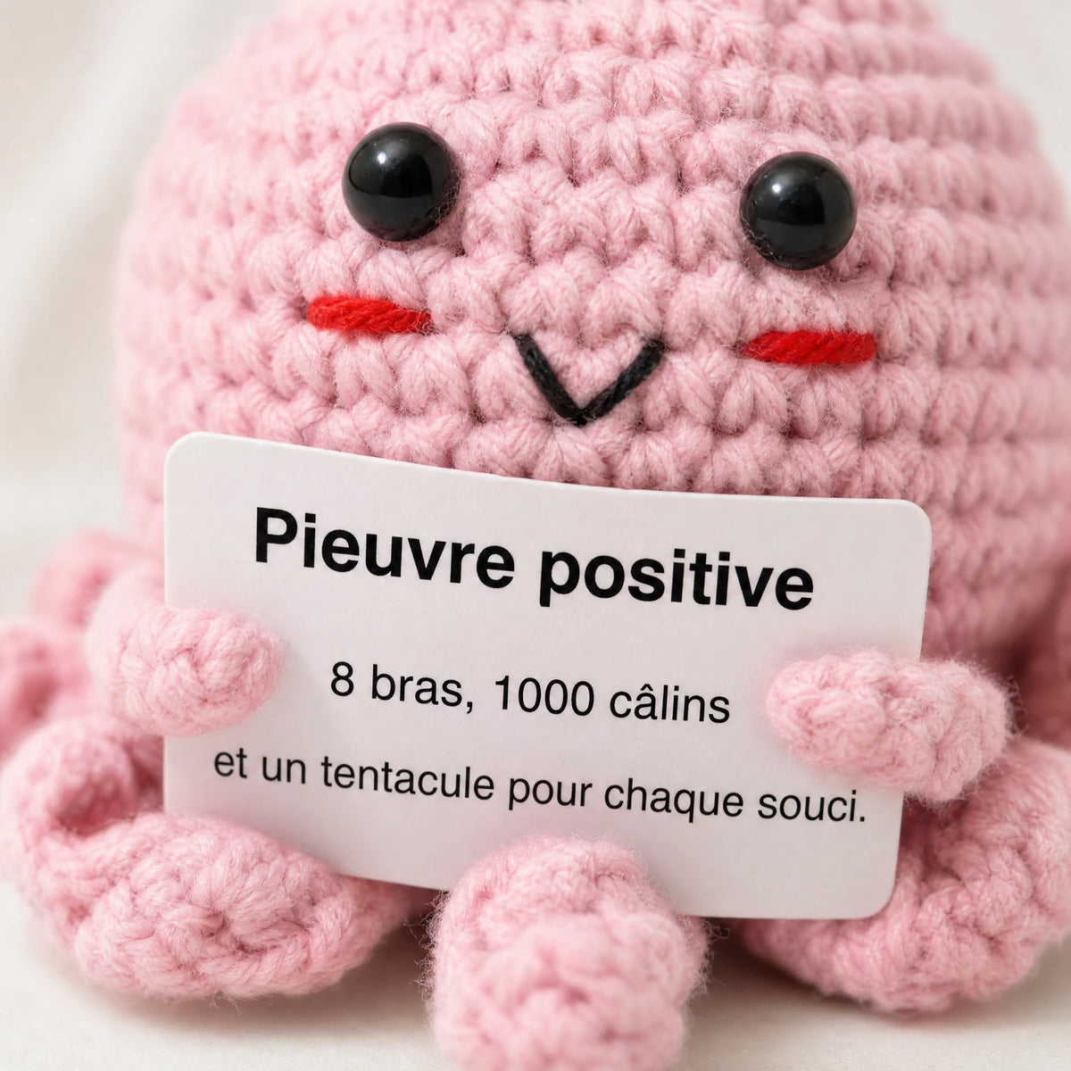 Reversible Octopus Plush with Positive Message - Détail matière
