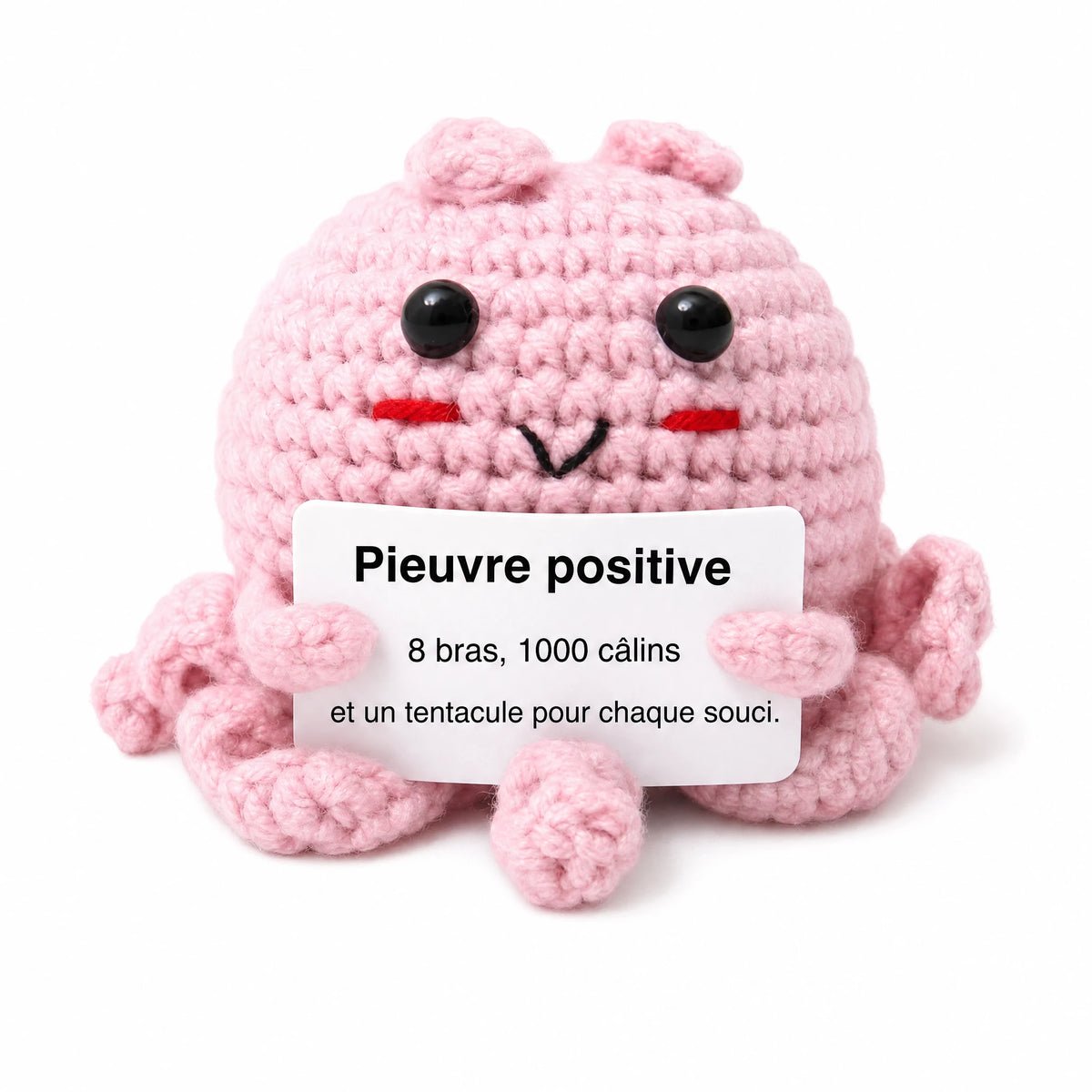 Reversible Octopus Plush with Positive Message - Fond blanc