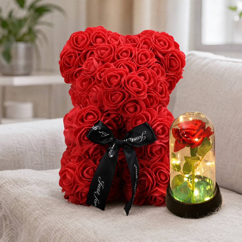 Rose Bear Gift Set with LED Flower Dome - Utilisation du produit