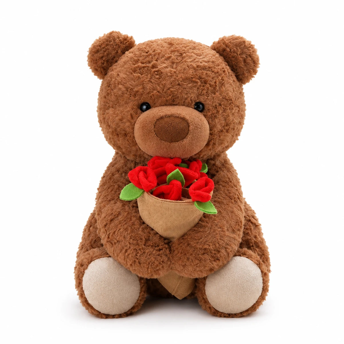 Rose Bear Plush with Removable Flower Bouquet Hat - Maple (Dark brown) / 10in / 25cm … (2 tailles)