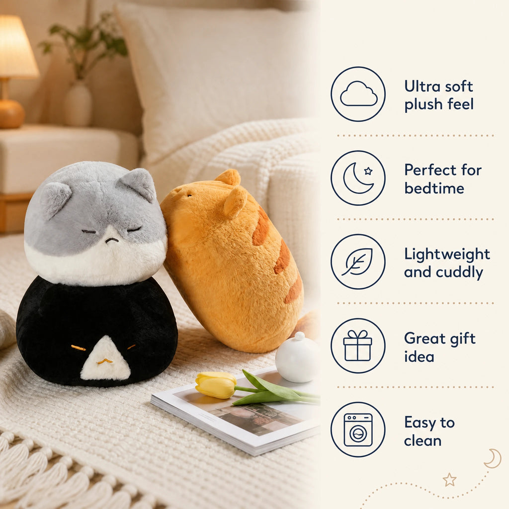 Round Cat Plush, Stackable Squishy Pillow Design - Bénéfices produit