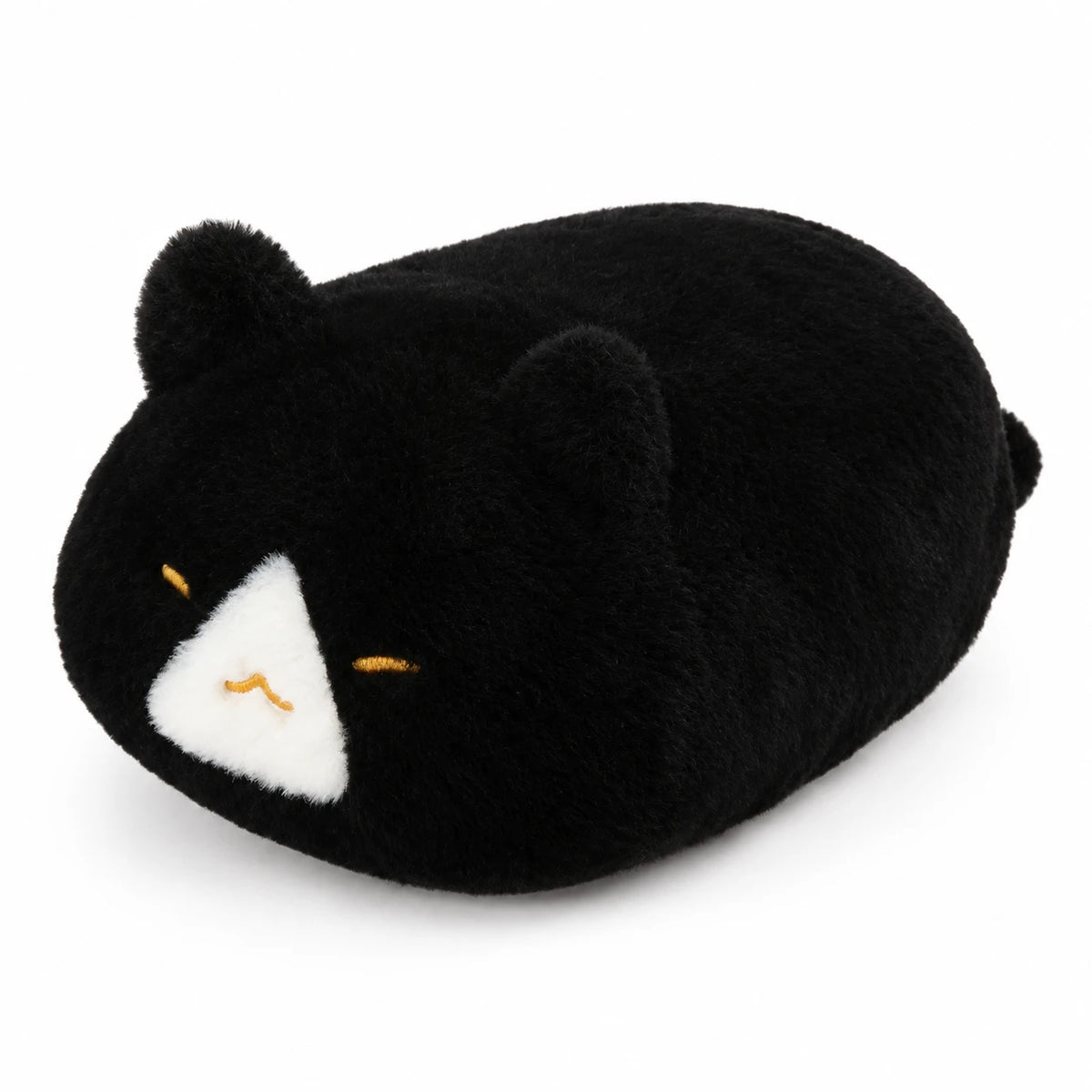 Round Cat Plush, Stackable Squishy Pillow Design - Black