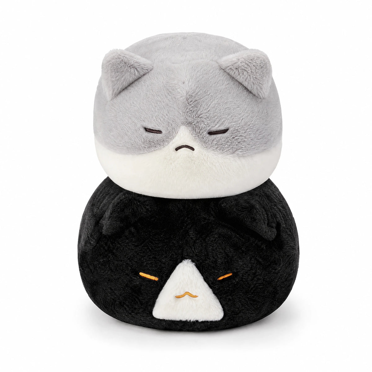 Round Cat Plush, Stackable Squishy Pillow Design - Fond blanc
