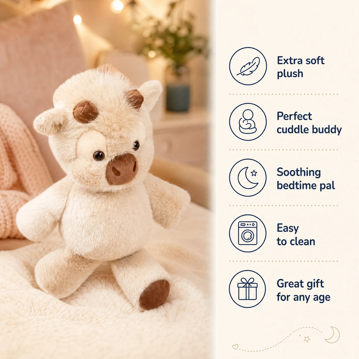 Running Cow Plush - Interactive Soft Toy with Moving Legs - Bénéfices produit