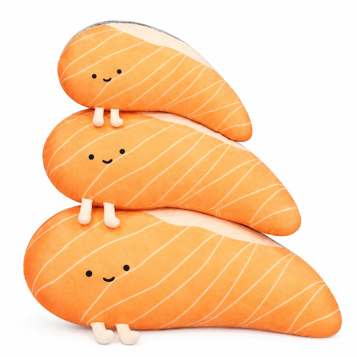 Salmon Plush Pillow with Cute Smiling Face Design - 20in / 50cm · 25in / 65cm · 31in / 80cm