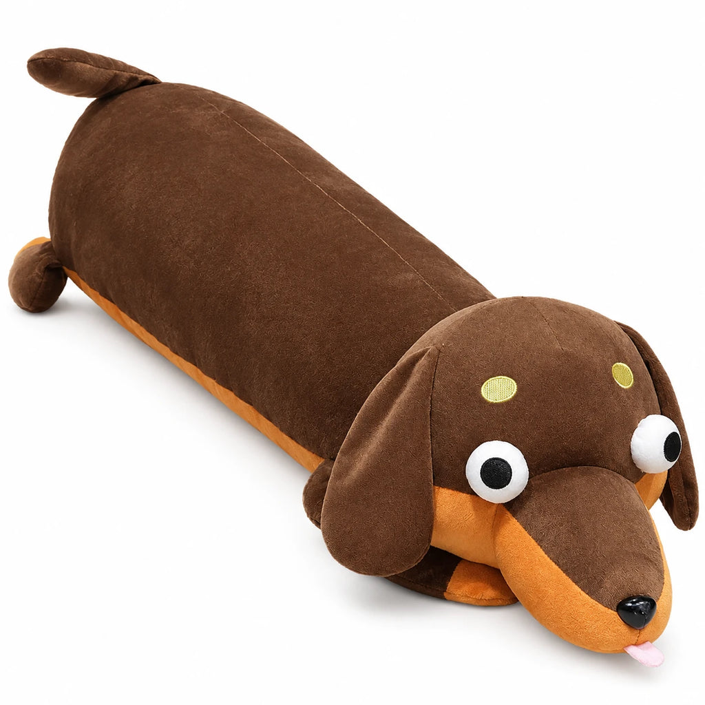 Sausage Dog Plush – Long Body Dachshund Cuddle Pillow - Dark Brown / 100cm / 39in … (2 tailles)