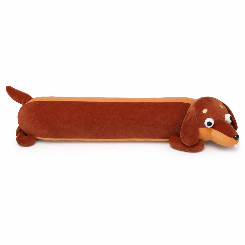 Sausage Dog Plush – Long Body Dachshund Cuddle Pillow - Fond blanc