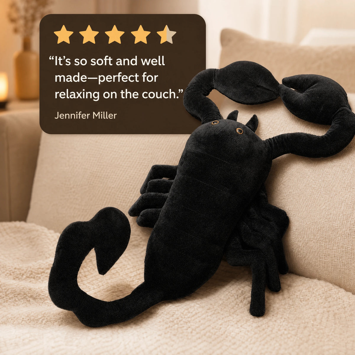 Scorpion Plush Toy, Black Soft Stuffed Animal - Image témoignage