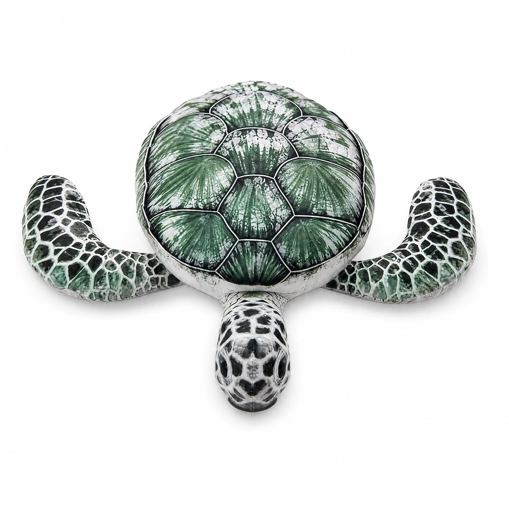 Sea Turtle Plush with Realistic Green Shell Pattern - Fond blanc