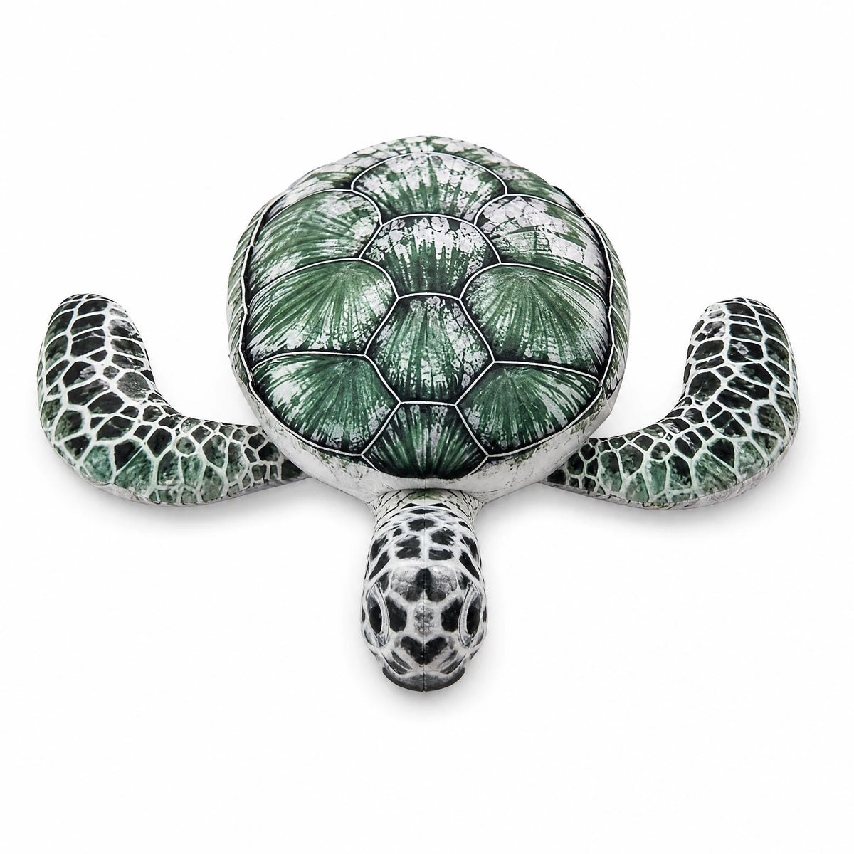 Sea Turtle Plush with Realistic Green Shell Pattern - Fond blanc