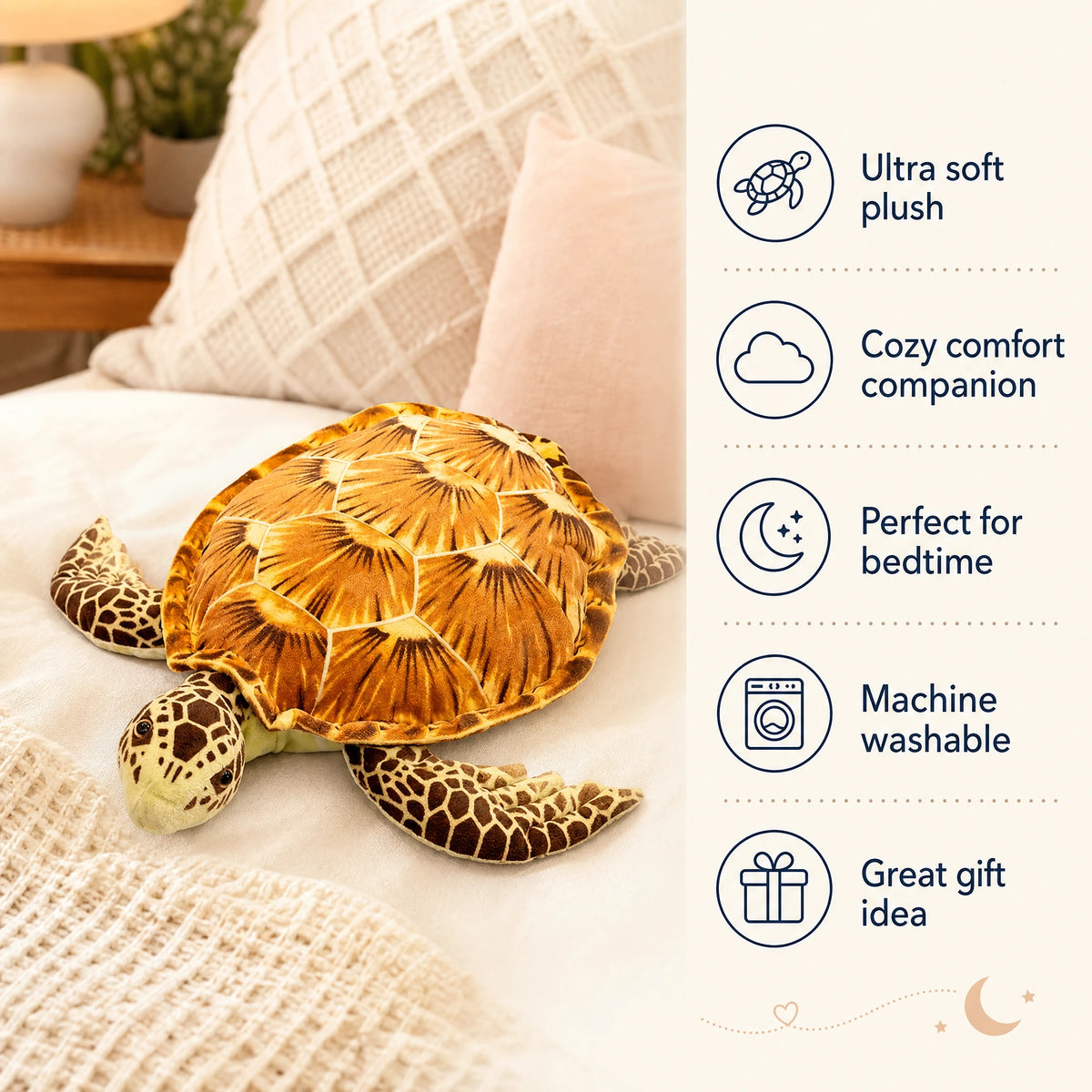 Sea Turtle Plush with Realistic Shell Pattern - Bénéfices produit
