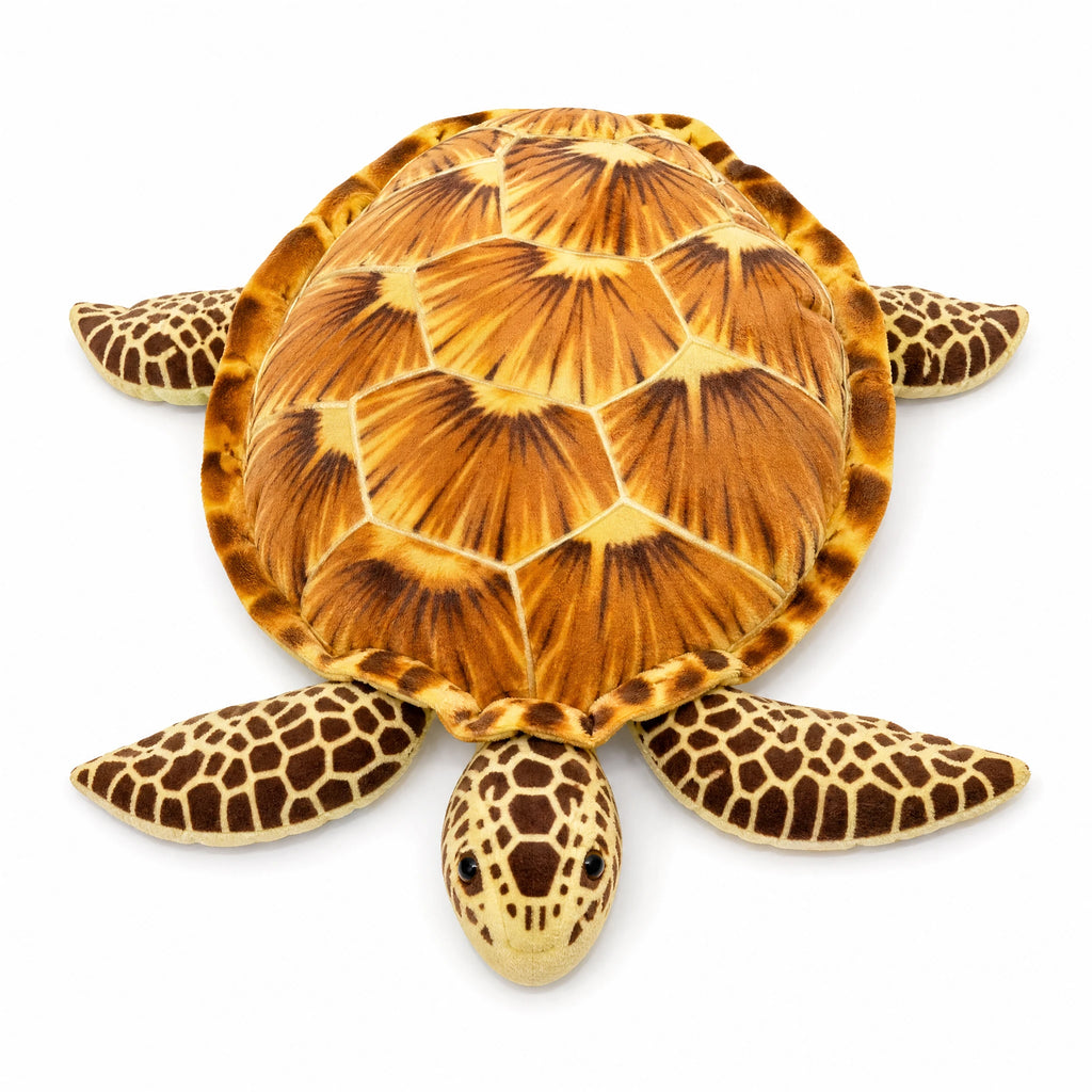 Sea Turtle Plush with Realistic Shell Pattern - Fond blanc