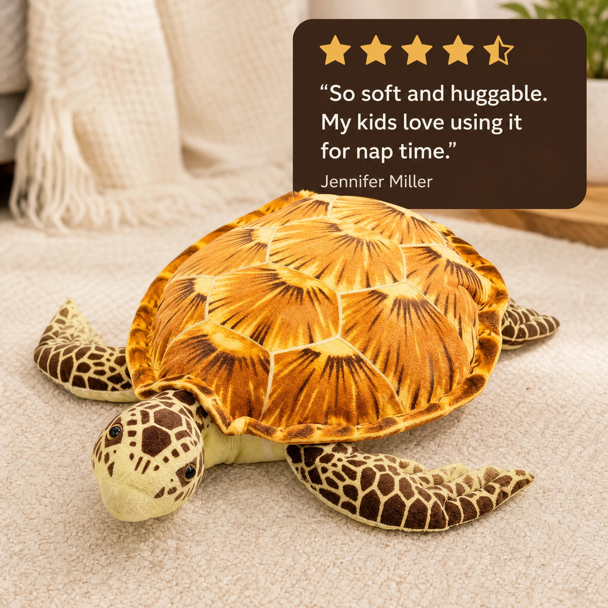 Sea Turtle Plush with Realistic Shell Pattern - Image témoignage