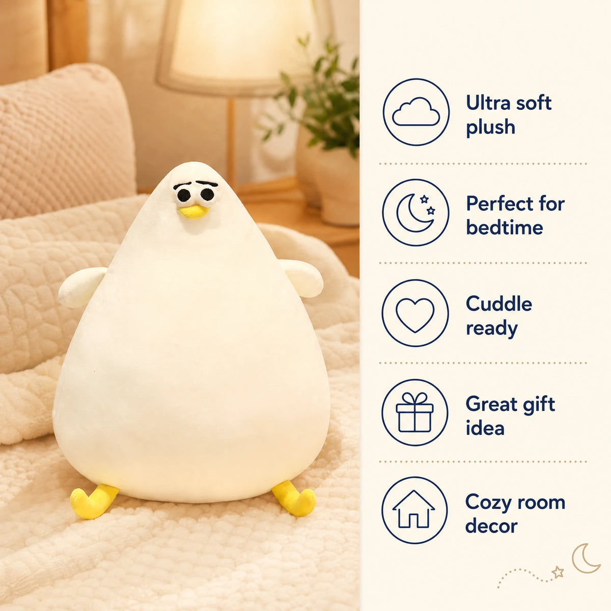 Seagull Plush Toy with Chubby Rounded Design - Bénéfices produit