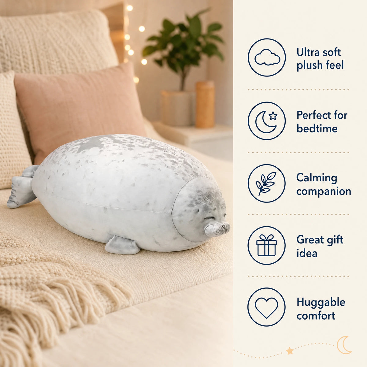 Seal Plush Pillow with Realistic Spotted Design - Bénéfices produit