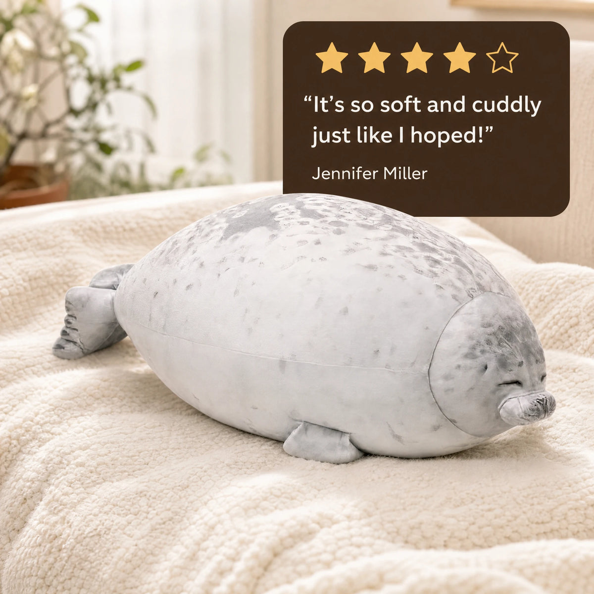 Seal Plush Pillow with Realistic Spotted Design - Image témoignage