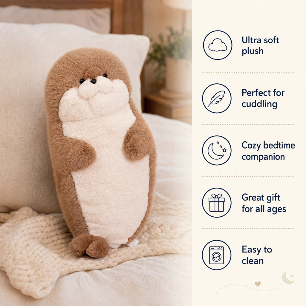 Seal Plush Toy in Brown, Gray, and White - Bénéfices produit