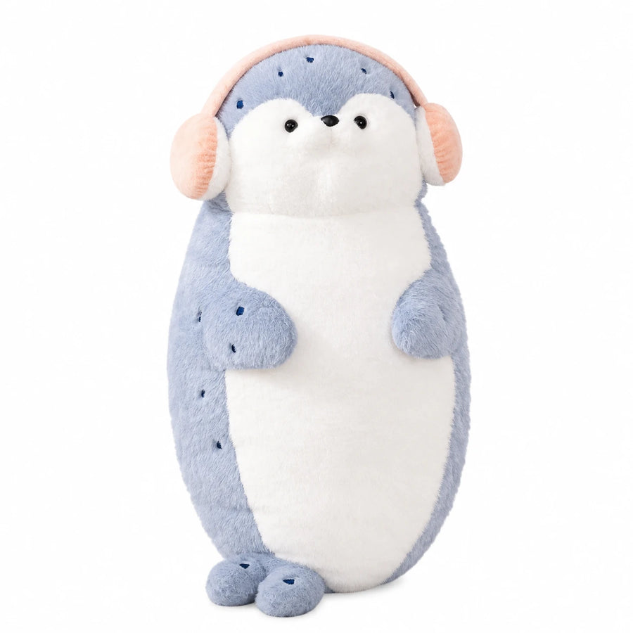 Seal Plush Toy in Brown, Gray, and White - Blue 2 (70cm / 27.5in)