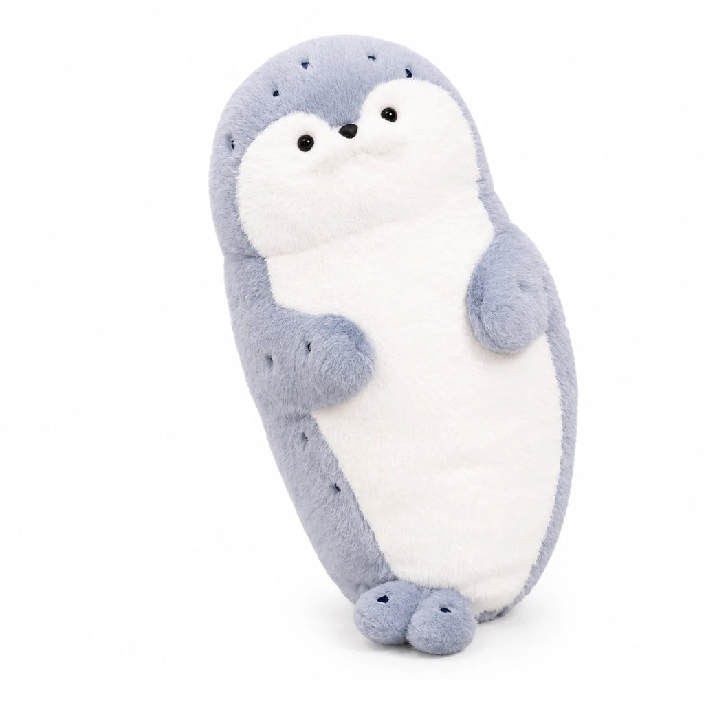 Seal Plush Toy in Brown, Gray, and White - Blue (70cm / 27.5in)