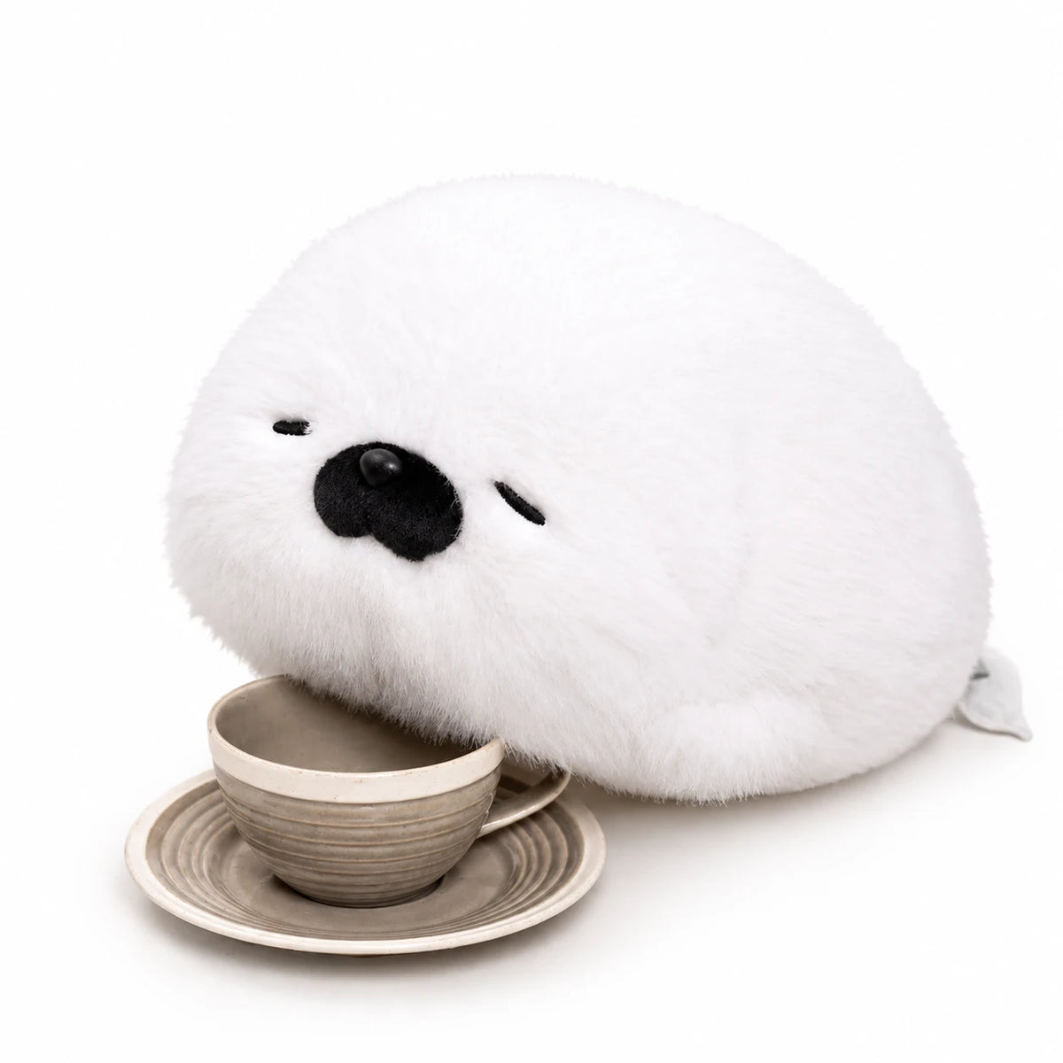 Seal Plush Toy in Brown, Gray, and White - White (40cm / 15.5in)